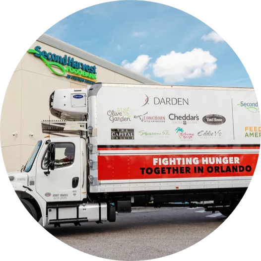 A Darden Harvest food donation truck